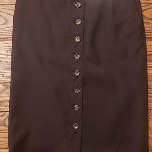 Brown midi pencil skirt with buttons